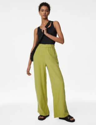 Pure Cotton Wide Leg Trousers