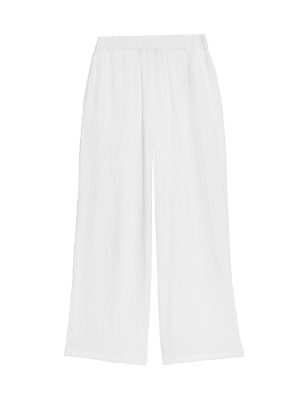 

Womens M&S Collection Hose aus reiner Baumwolle mit weitem Bein - White, White