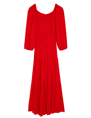 

Womens M&S Collection Bardot Maxi Tiered Beach Dress, Red