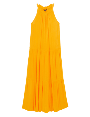 

Womens M&S Collection Ärmelloses Maxi-Stufenkleid mit hohem Ausschnitt - Orange Squash, Orange Squash