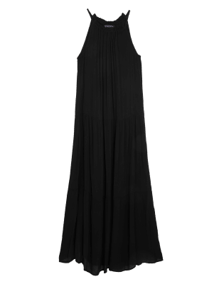 

Womens M&S Collection High Neck Sleeveless Maxi Tiered Dress - Black, Black