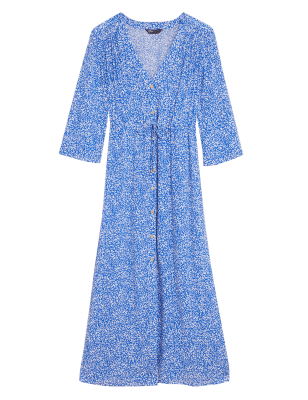 

Womens M&S Collection Animal Button Through Kaftan Beach Dress - Blue Mix, Blue Mix