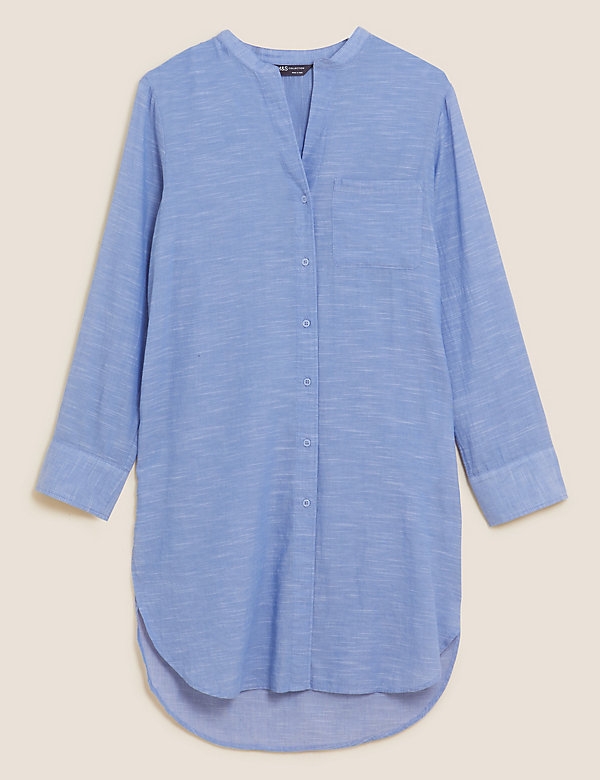 Pure Cotton Longline Beach Cover Up Shirt - ID