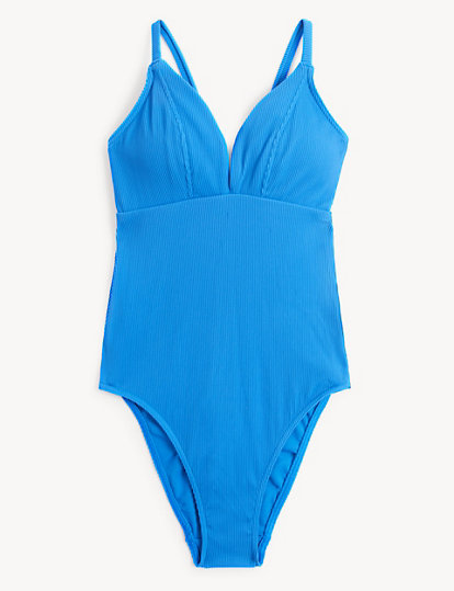 Ribbed Tie Detail Plunge Swimsuit