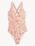 Printed Tie Detail Plunge Swimsuit