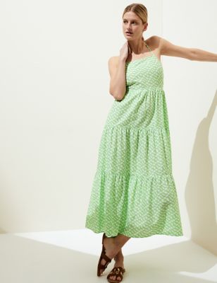 

Womens M&S Collection Pure Cotton Printed Midaxi Beach Dress - Lime Mix, Lime Mix