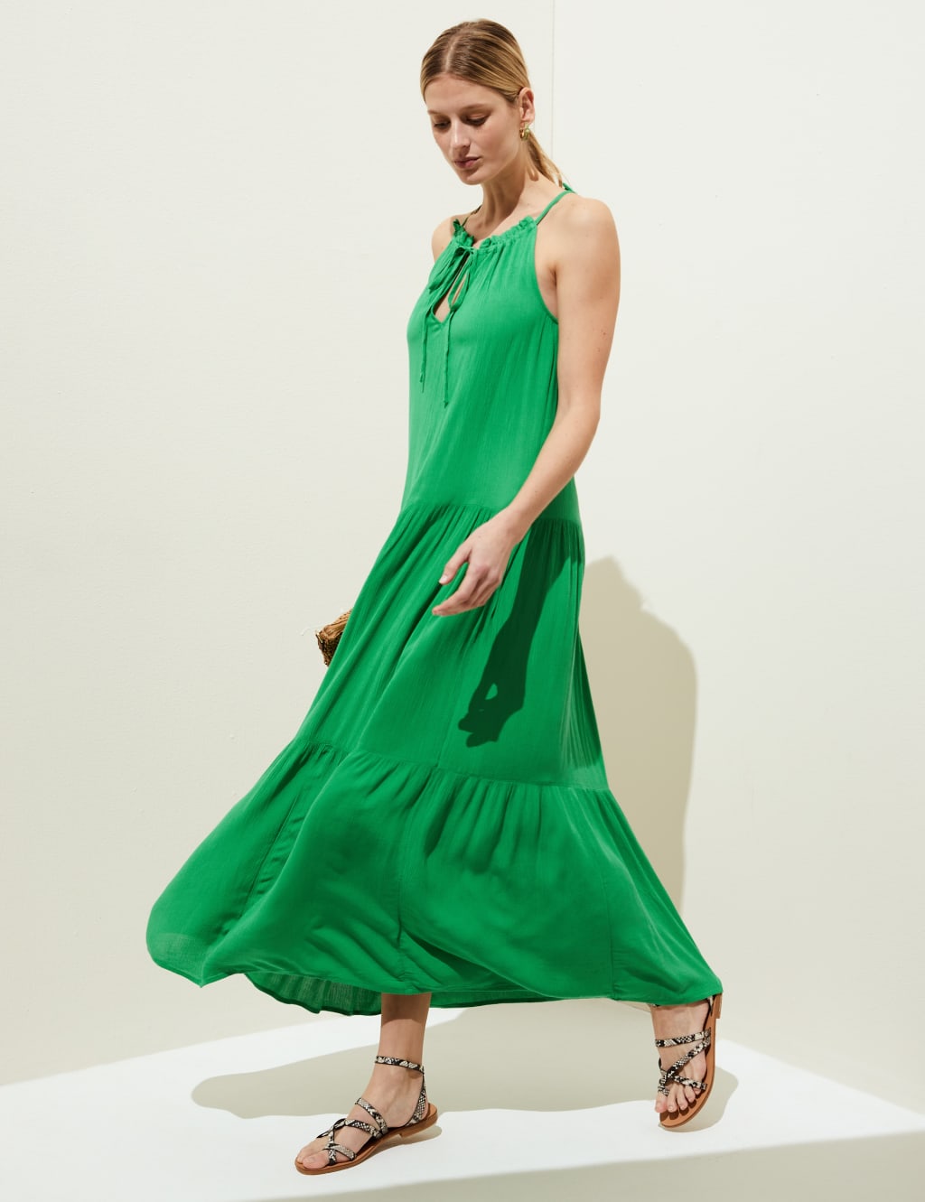 High Neck Midaxi Tiered Beach Dress image 3