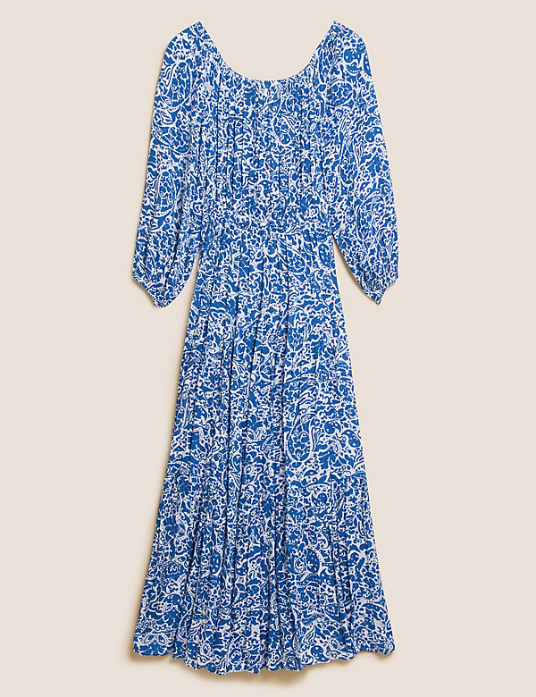 Printed Bardot Maxi Dress - FJ