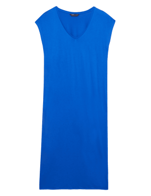 

Womens M&S Collection Midi-Strandkleid aus Jersey mit V-Ausschnitt - Blue, Blue