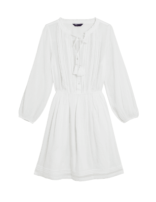 

Womens M&S Collection Mini-Strandkleid aus reiner Baumwolle mit Stickerei - White, White