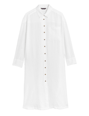 

Womens M&S Collection Midi-Strandhemd aus reinem Leinen - White, White