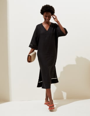 black linen kaftan