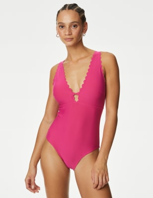 

Womens M&S Collection Gepolsterter Plunge-Badeanzug mit Bogenkante - Pink Fizz, Pink Fizz