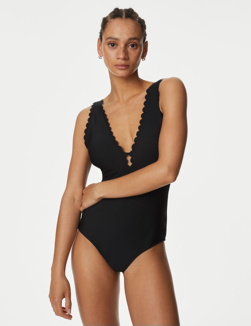 Padded Scallop Plunge Swimsuit image 3