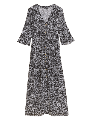 

Womens M&S Collection Animal Button Through Kaftan Beach Dress - Black Mix, Black Mix