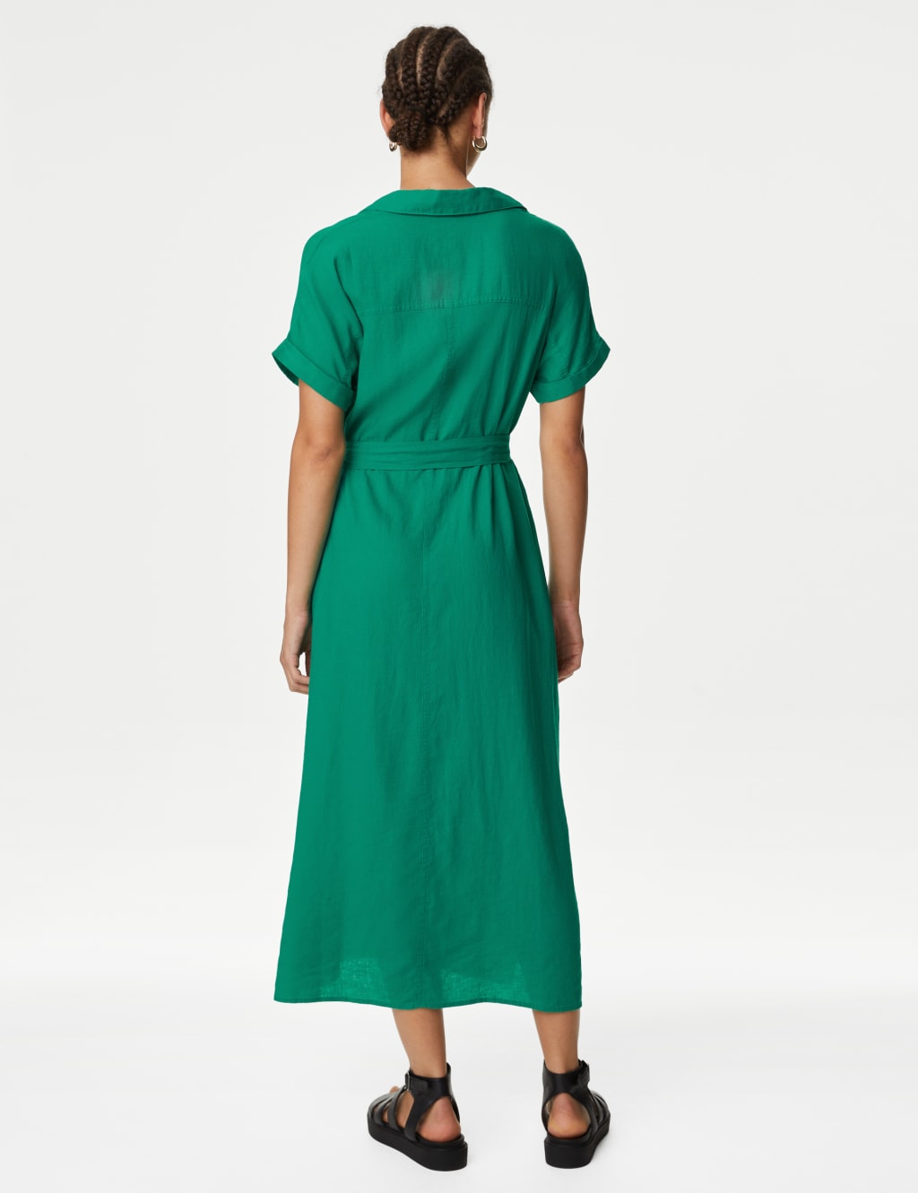 Linen Blend Midi Shirt Dress image 4