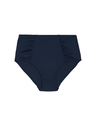 

Womens M&S Collection Ruched High Waisted Bikini Bottoms - Navy, Navy