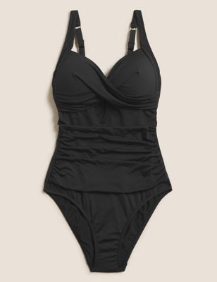 M&S Womens Tummy Control Plunge Swimsuit - 8 - Black, Black
