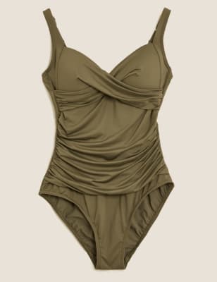 Tummy Control Padded Ruched Plunge Swimsuit, M&S Collection