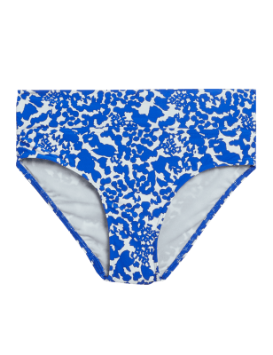 

Womens M&S Collection Bikinihose mit Rollbund und Animal Print - Blue, Blue