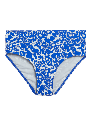 

Womens M&S Collection Animal Print Roll Top Bikini Bottoms - Blue, Blue