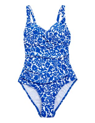 

Womens M&S Collection Tummy Control Padded Plunge Swimsuit - Blue, Blue