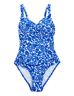 

Womens M&S Collection Tummy Control Padded Plunge Swimsuit - Blue, Blue