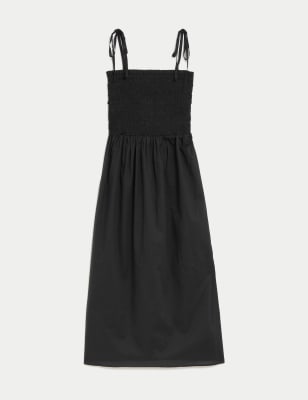 

Womens M&S Collection Pure Cotton Square Neck Midi Beach Dress - Black, Black