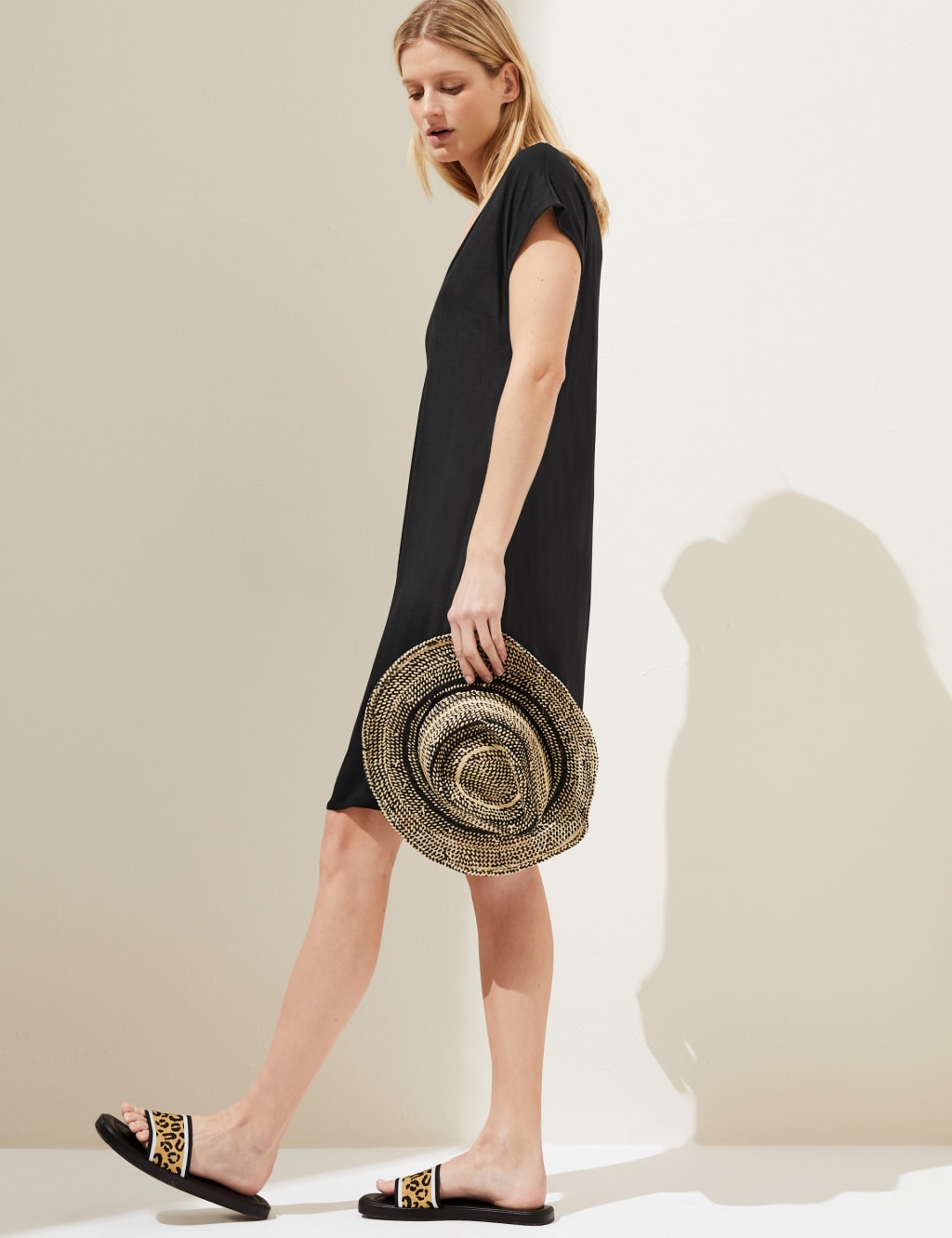 Jersey V-Neck Mini T-Shirt Dress image 1