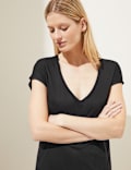 Jersey V-Neck Mini T-Shirt Dress