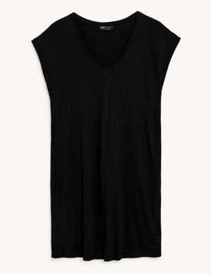 Jersey V-Neck Mini T-Shirt Dress