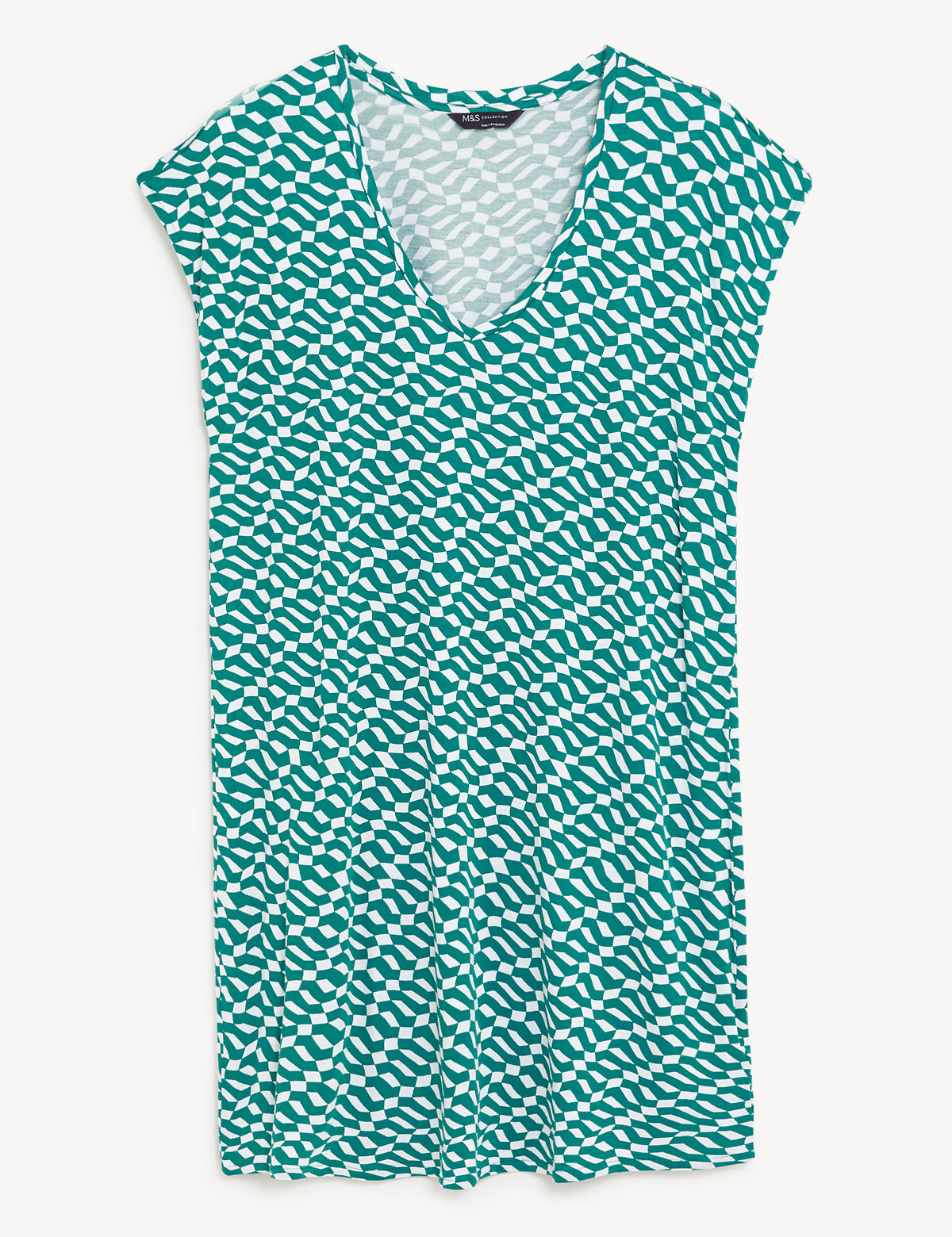Jersey Printed V-Neck Mini T-Shirt Dress