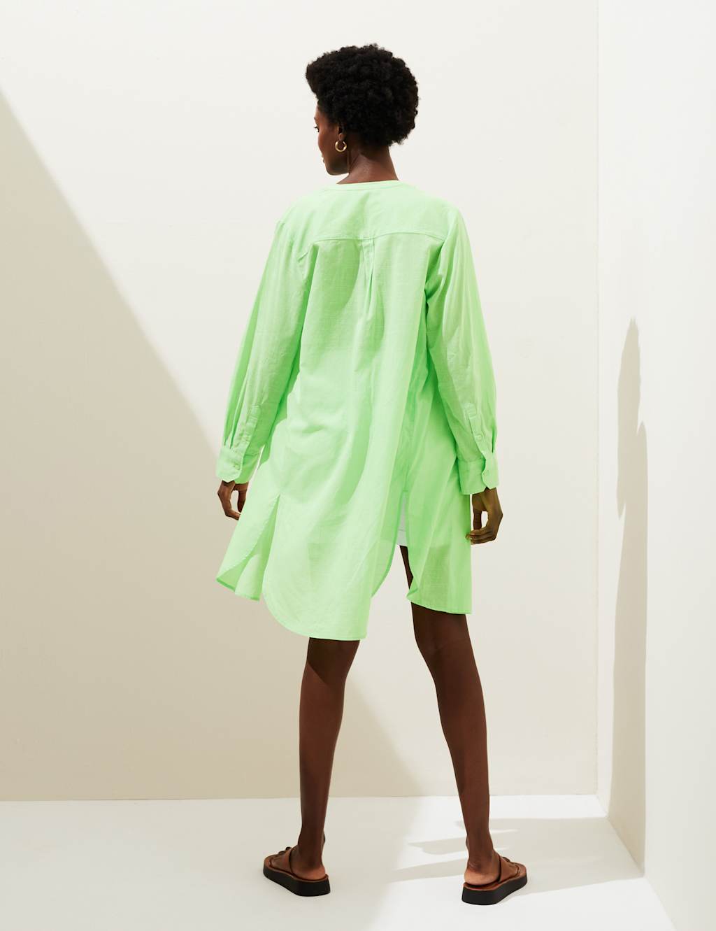 Pure Cotton Collarless Beach Cover Up Shirt image 4