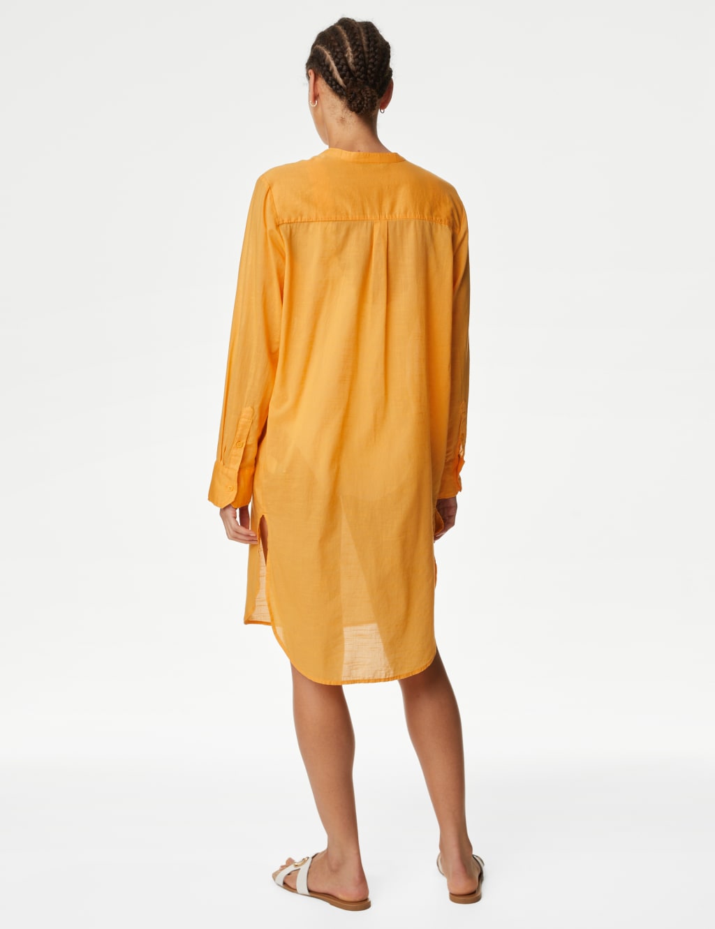 Pure Cotton Collarless Beach Cover Up Shirt image 4