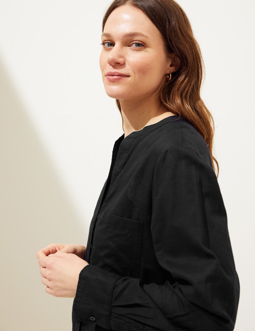 Pure Cotton Collarless Beach Cover Up Shirt image 2