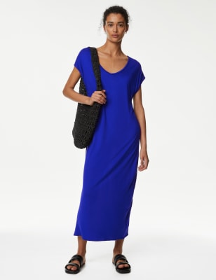 

M&S Collection Vestido de punto a media pierna estilo camiseta de escote en picoWomens - Electric Blue, Electric Blue