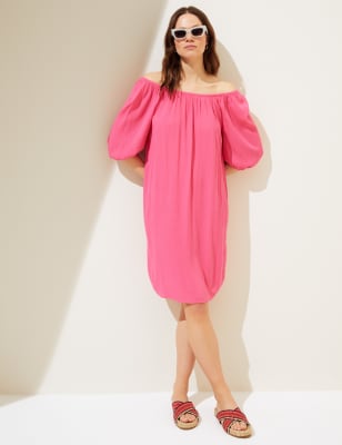 

Womens M&S Collection Bardot Knee Length Shift Dress - Bubblegum, Bubblegum