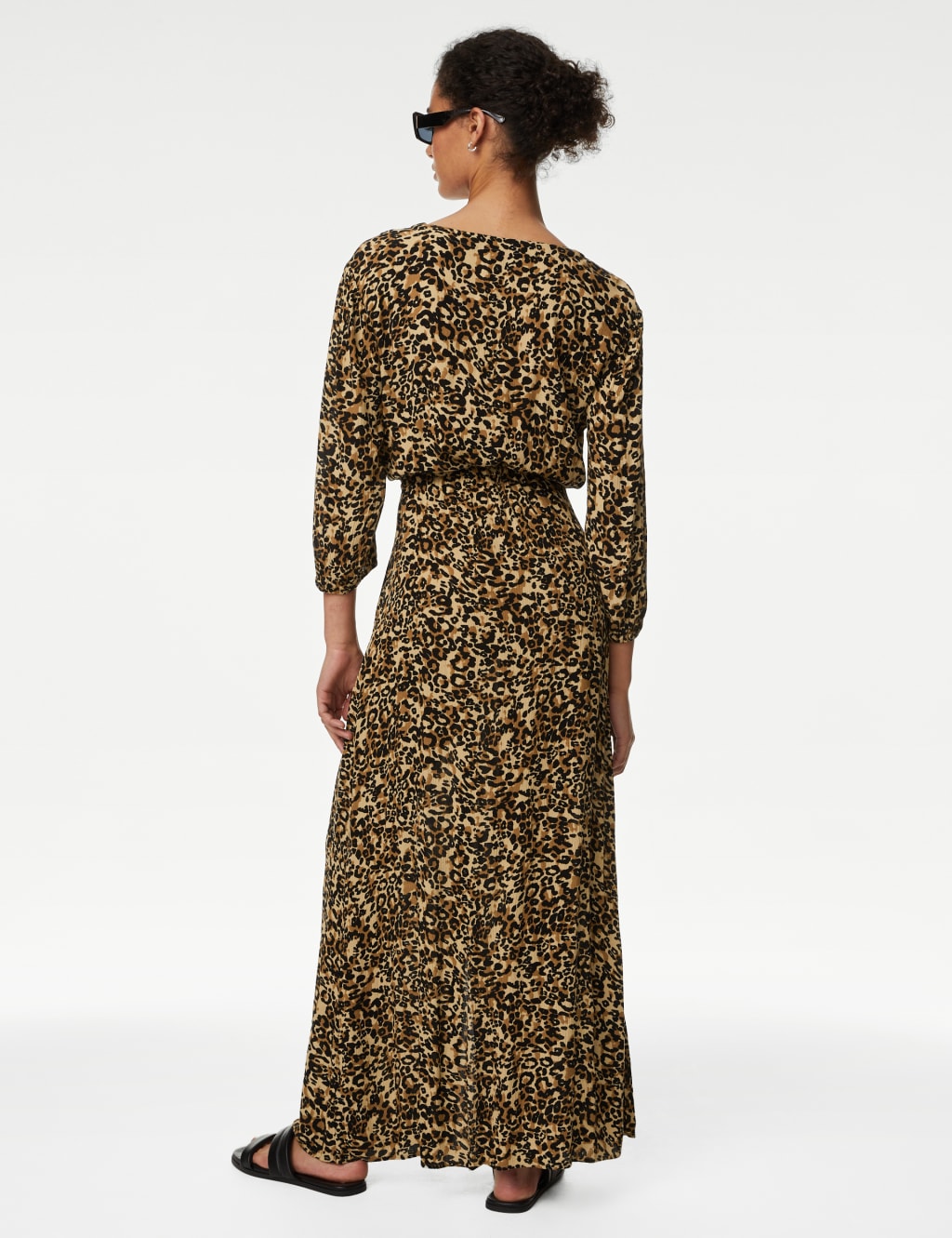 Printed V-Neck Tie Waist Maxi Beach Dress image 3