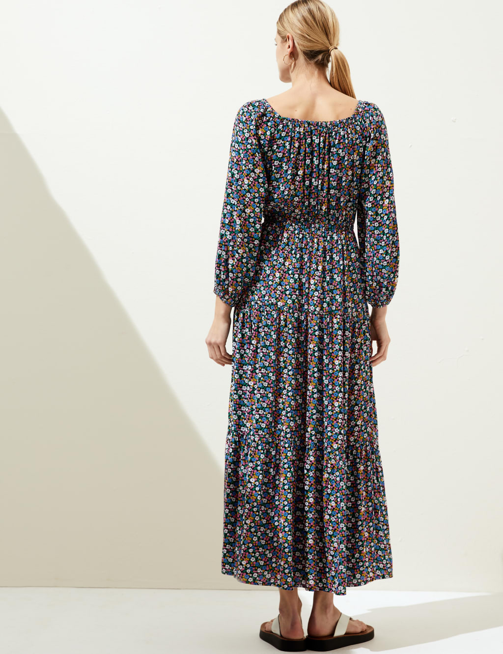 Printed Bardot Midaxi Dress image 4