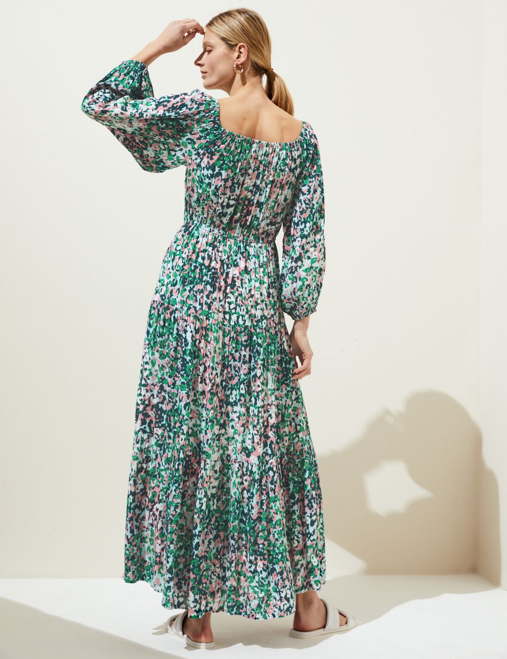 Printed Bardot Midaxi Dress image 5