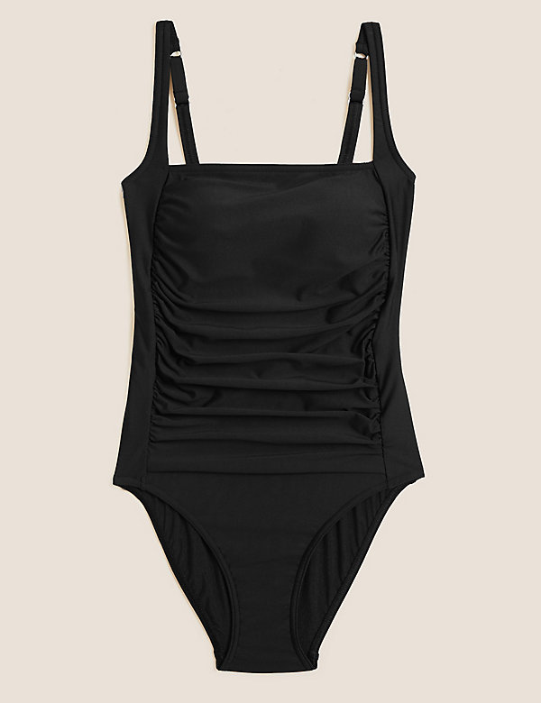 Tummy Control Ruched Square Neck Swimsuit - AT