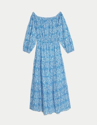 Linen Rich Square Neck Mini Shift Dress, M&S Collection