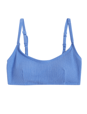 

Womens M&S Collection Textured V-Neck Bikini Top - Blue, Blue