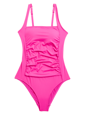 

M&S Collection Bañador con cuello cuadrado y relleno con sujeción del vientreWomens - Pink, Pink