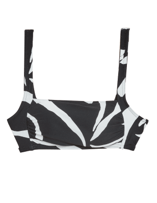 

Womens M&S Collection Brush Stroke Padded Square Neck Bikini Top - Black Mix, Black Mix