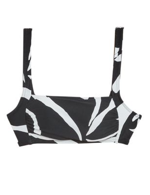 M&S Womens Brush Stroke Padded Square Neck Bikini Top