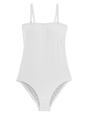

M&S Collection Bañador floral texturizado con escote cuadradoWomens - White, White