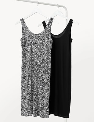 2 Pack Jersey Knee Length Slip Dresses