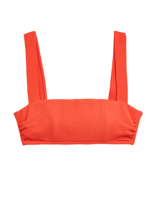 

Womens M&S Collection Textured Square Neck Bikini Top - Bright Orange, Bright Orange