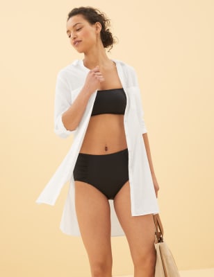 

M&S Collection Vestido camisero playero 100% algodónWomens - White, White